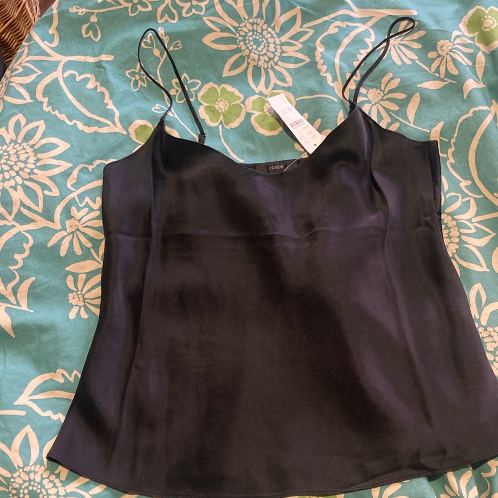 NWT J. Crew Black Satin Camisole with Adjustable Straps